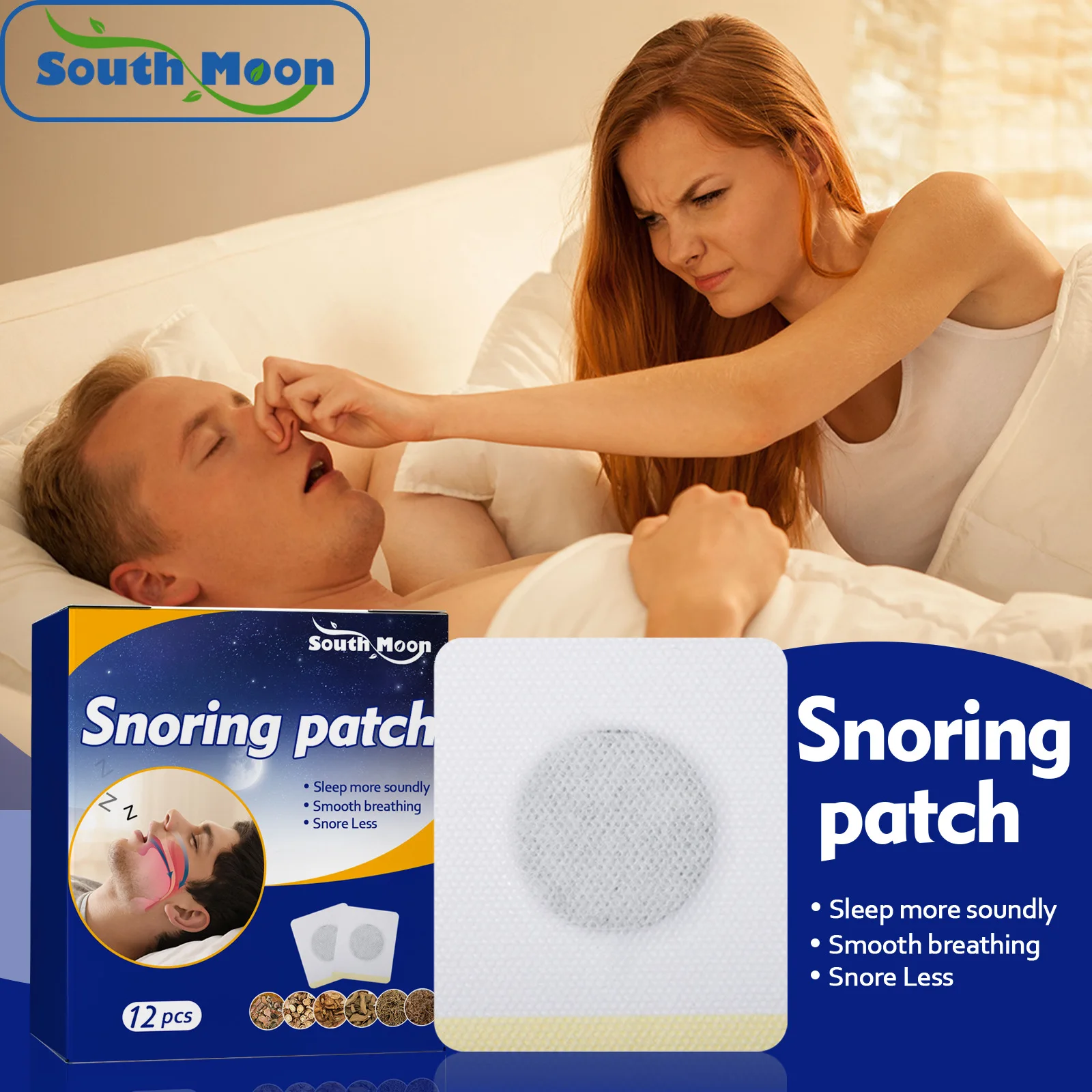 Anti-snoring Sleeping Patches Relieve Stress Anxiety Improve Insomnia for Health Brain Relax Stickers Stop Snore Solution 12pcs