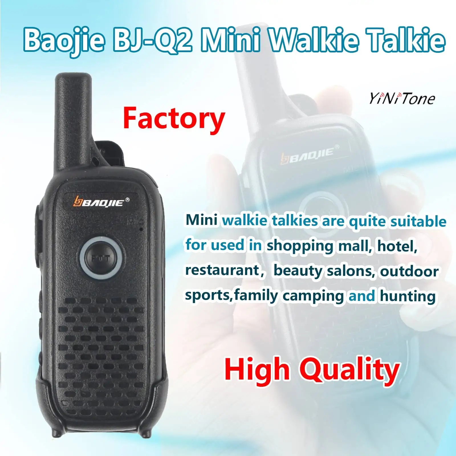 

Anti-Drop Durable Restaurant Two Way Radios 2-3km 2W UHF Baojie BJ-Q2 PTT Professional communications Mini Handheld Radio