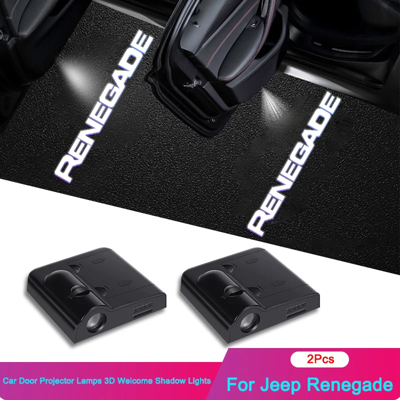 

2Pcs LED Car Door logo Projector Ghost Shadow HD Welcome Decorative Light For Jeep Renegade 2016-2026 Auto interior Accessories