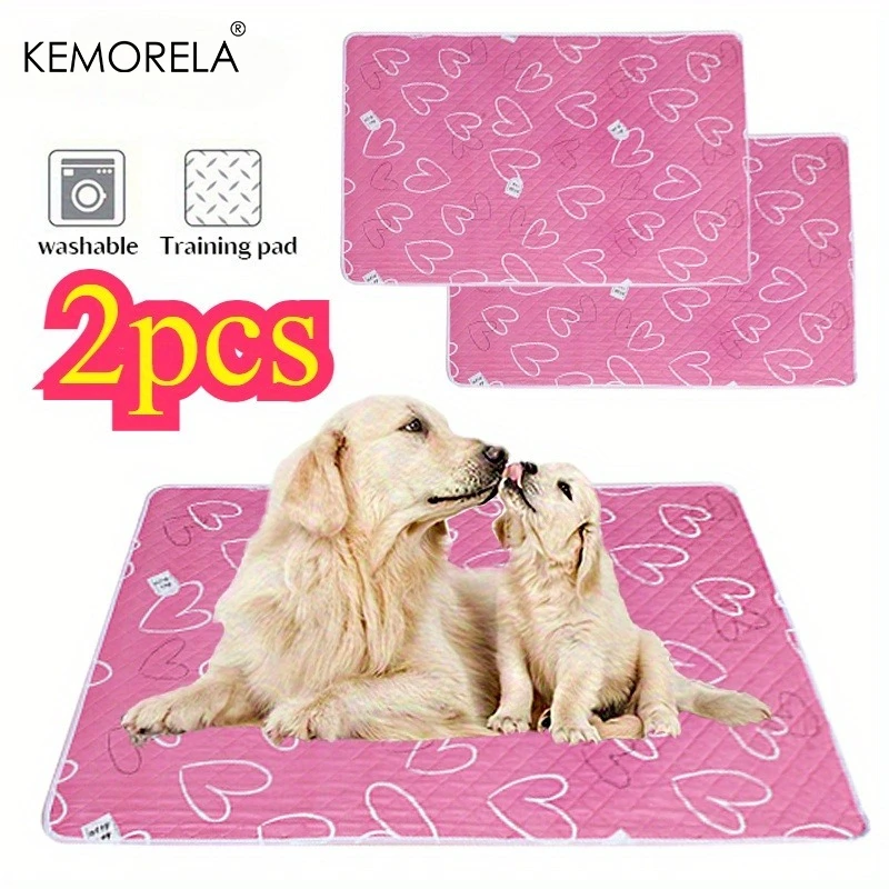 Doublure de pipi pour animaux de compagnie Extra Large et réutilisable, tapis antidérapant et facile à nettoyer, Polyester lavable en Machine pour chiens, lapins, cochons d'inde, Hamster, 2 pièces