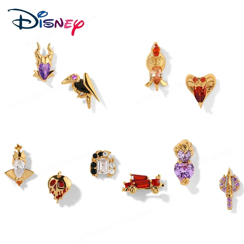 Disney Earrings Zircon Cartoon Fairy Tale Villain Beautiful Wicked Witch Exquisite Niche Design Girls Toy Jewelry Christmas Gift