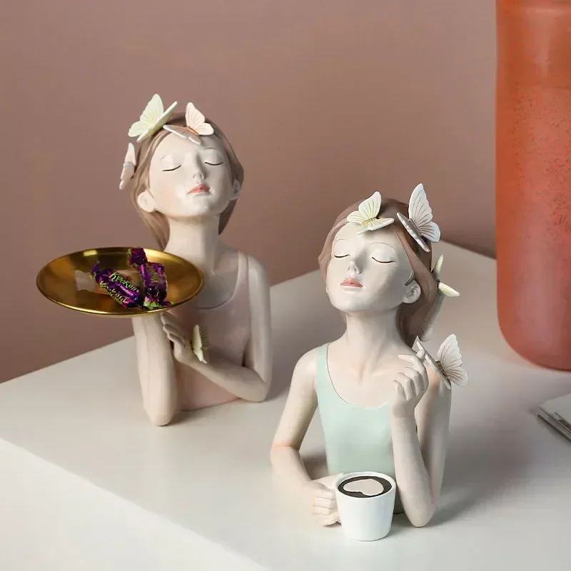 Butterfly Girl Figurines Resin  Flower Vase Ornaments Creative Sculpture Modern Decoration Desktop Crafts Gift Home Decortion
