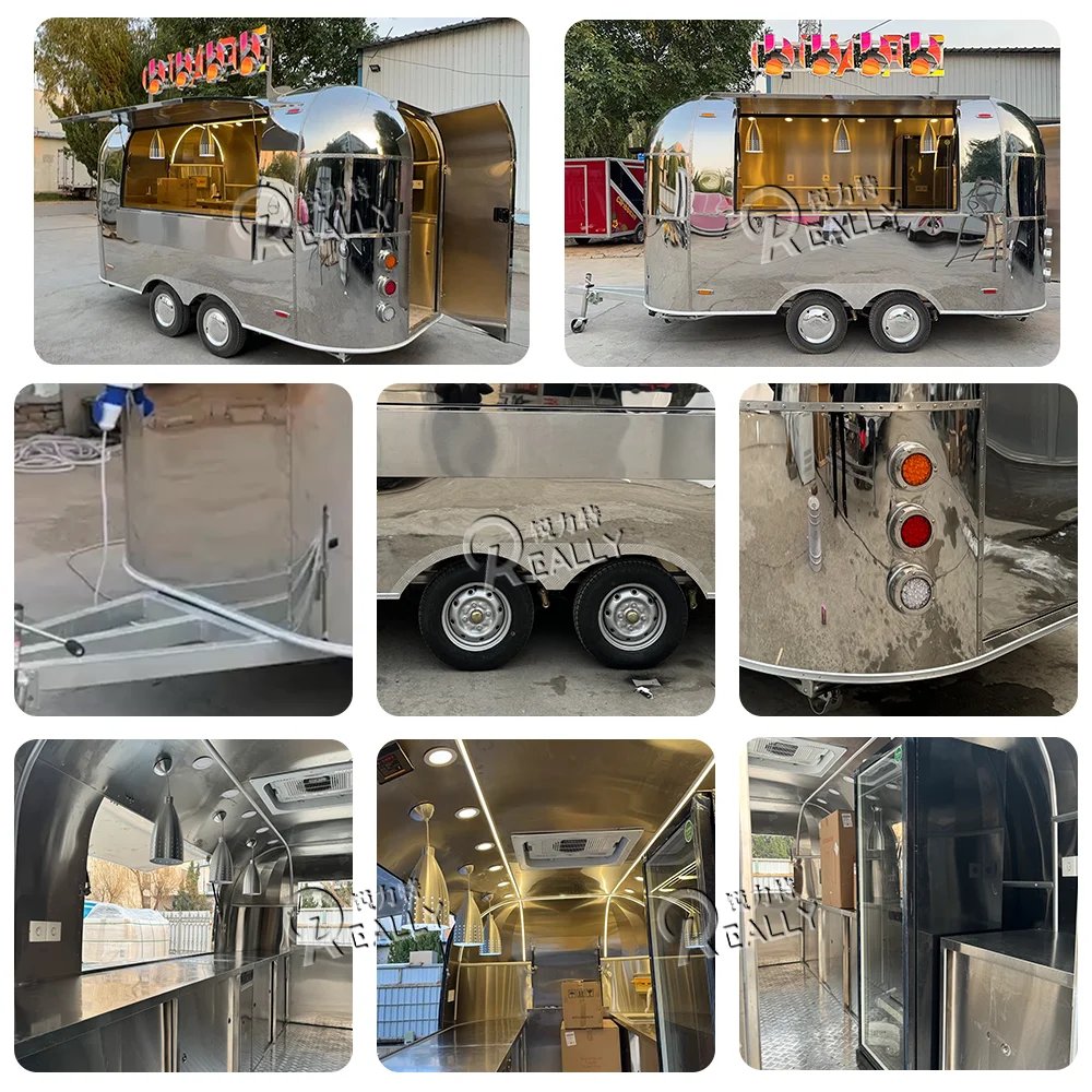 تخصيص الشعار مقطورة الطعام Airstream المتنقلة مع معدات المطبخ الكاملة عربة الطعام القياسية الأمريكية مع شهادة DOT