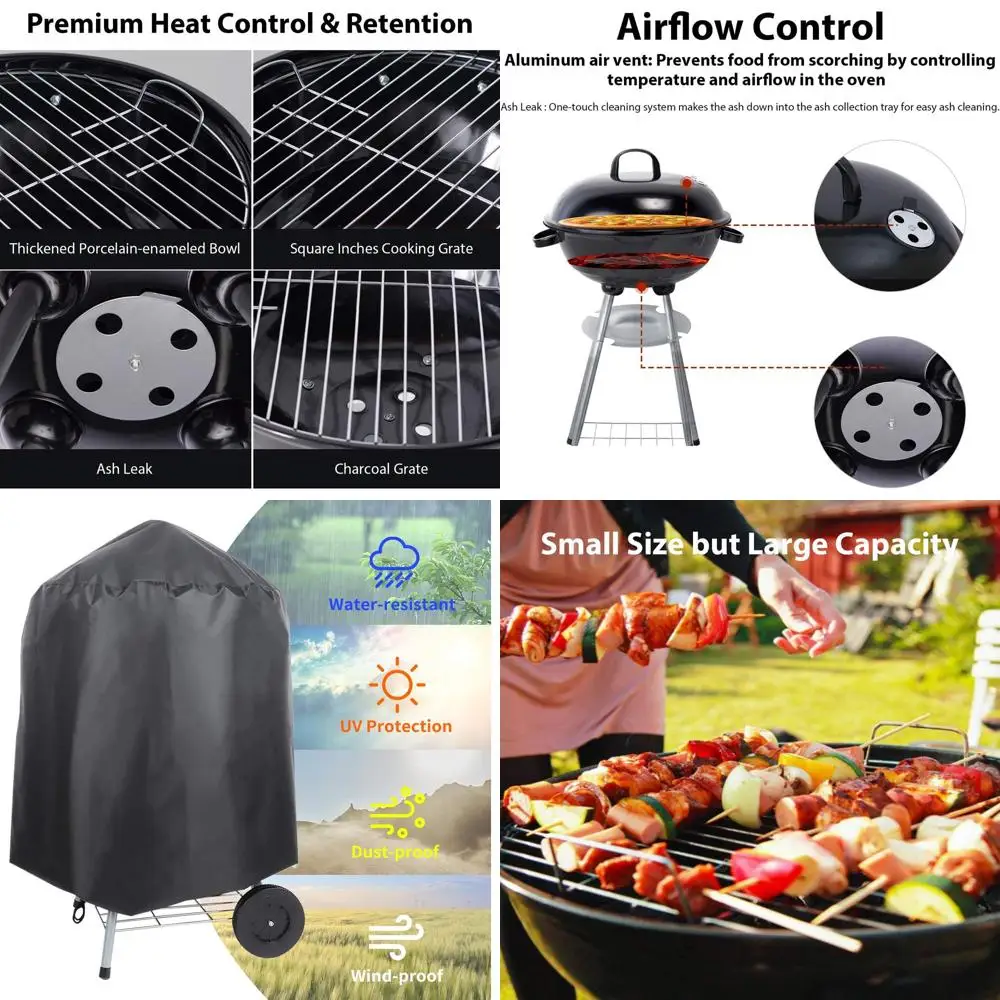 

18 Inch Portable BBQ Grill with Waterproof Cover for Outdoor Picnics, Camping, and Courtyard Dining
