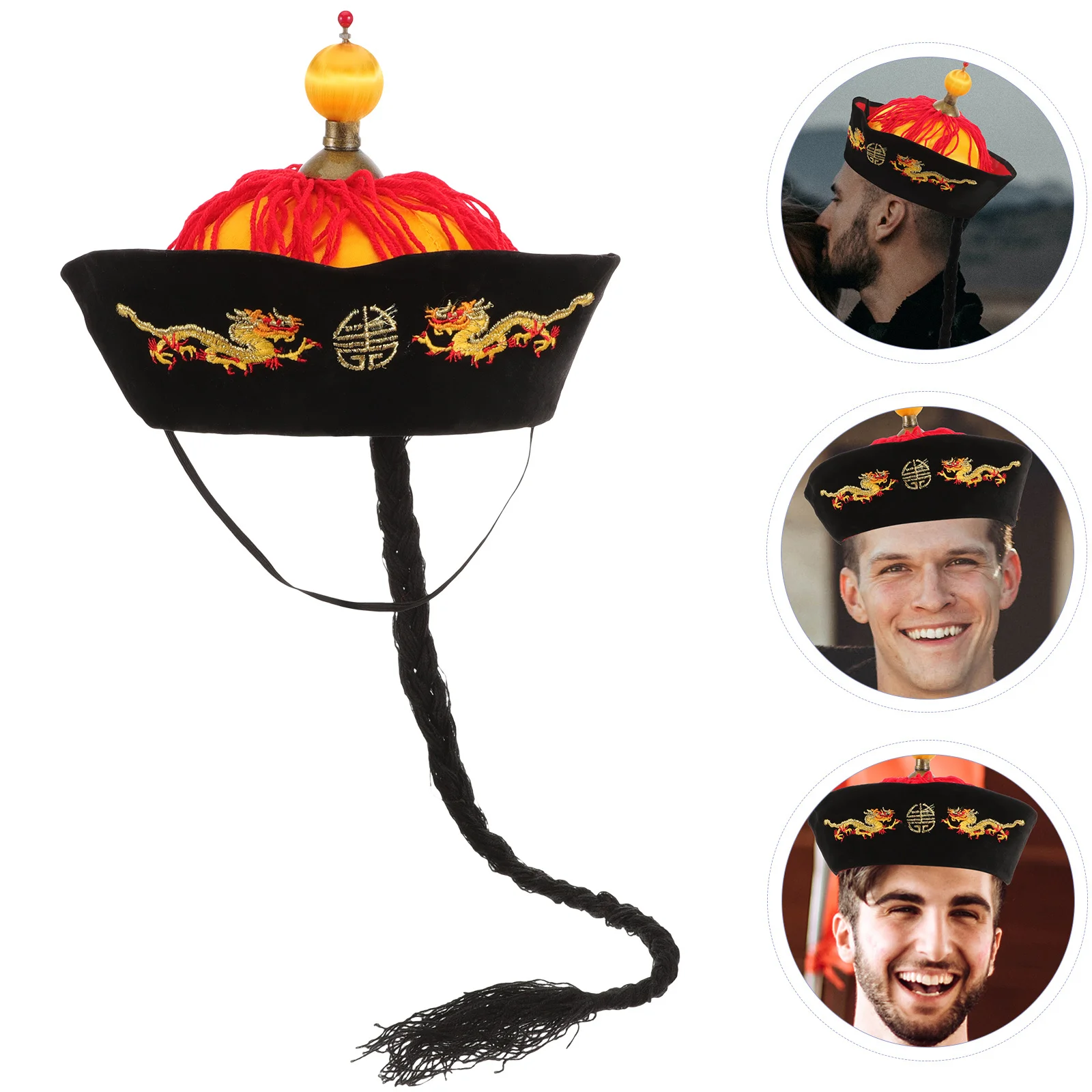 

Emperor Hat Chinese Cosplay Traditional Style Hat Black Edge Adult Lightweight Festive Headgear Stage Party Retro Props