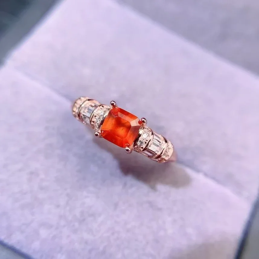 VVS Grade Natural Fanta Garnet Silver Ring for Daily Wear Simple Fanta Garnet Ring 925 Silver Garnet Jewelry  Gift for Woman