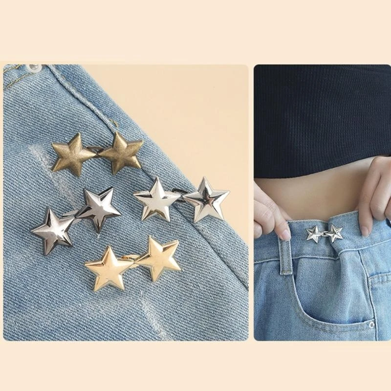 R1we Star Pat Pin Pin Nút Pins Nút ngay lập tức Không may Nút thắt lưng Buckle