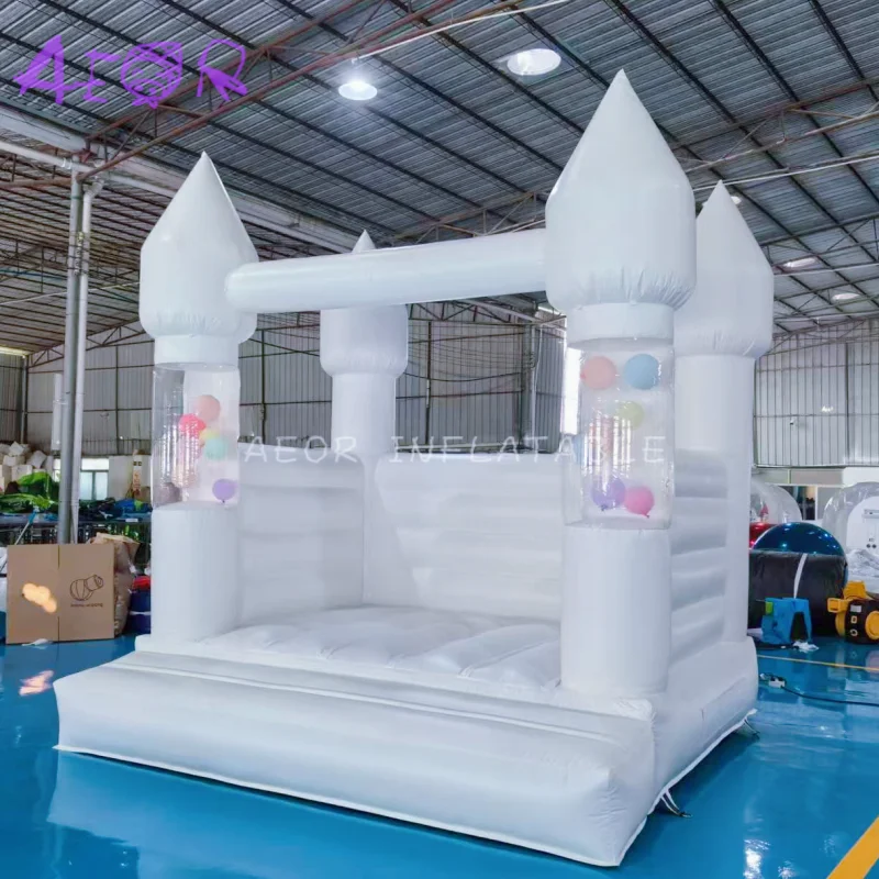 Casa de salto comercial de 3x3m, mini casa de salto inflável, quintal, casa de salto branca com balões rotativos