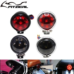 Motorcycle Red 12V LED Adjustable Cafe Racer Style Stop Tail Light Brake Rear Lamp Taillight For Harley Sportster Chopper Custom