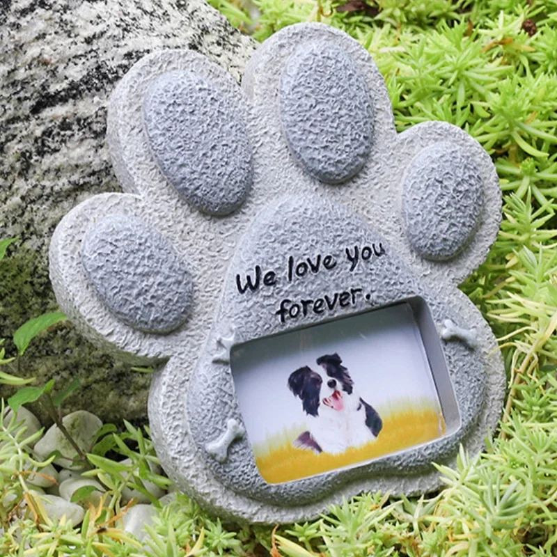 Resin Pet Gravestones Memorial Funeral Dog Cat Tombstone Photo Frame Saving Memorials Gravestones Dogs Keepsake Garden Ornament