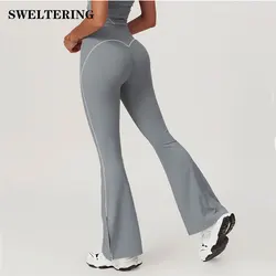 SWELTERING Bell-bottoms Fitness spodnie do jogi wysokiej talii Push Up legginsy sportowe damskie rozkloszowane rajstopy do ćwiczeń na siłowni legginsy do biegania