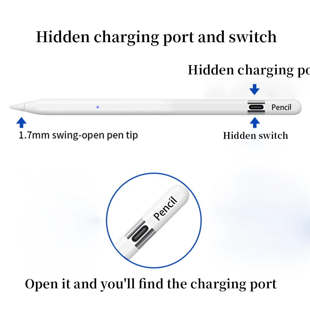 Stylus Pen For IPad Pencil usb-c With Palm Rejection, Active Pencil Compatible With (2018-2022) IPad Pro 11 & 12.9 Inch,