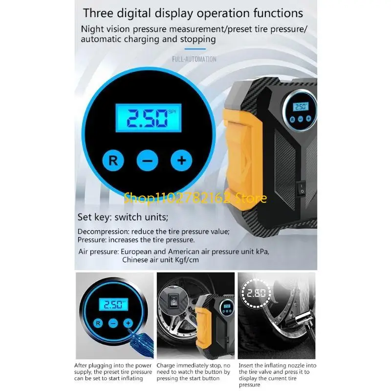 547B Digital Display Pressure Tire Inflator Car Electric Pump Portable Air Compressor