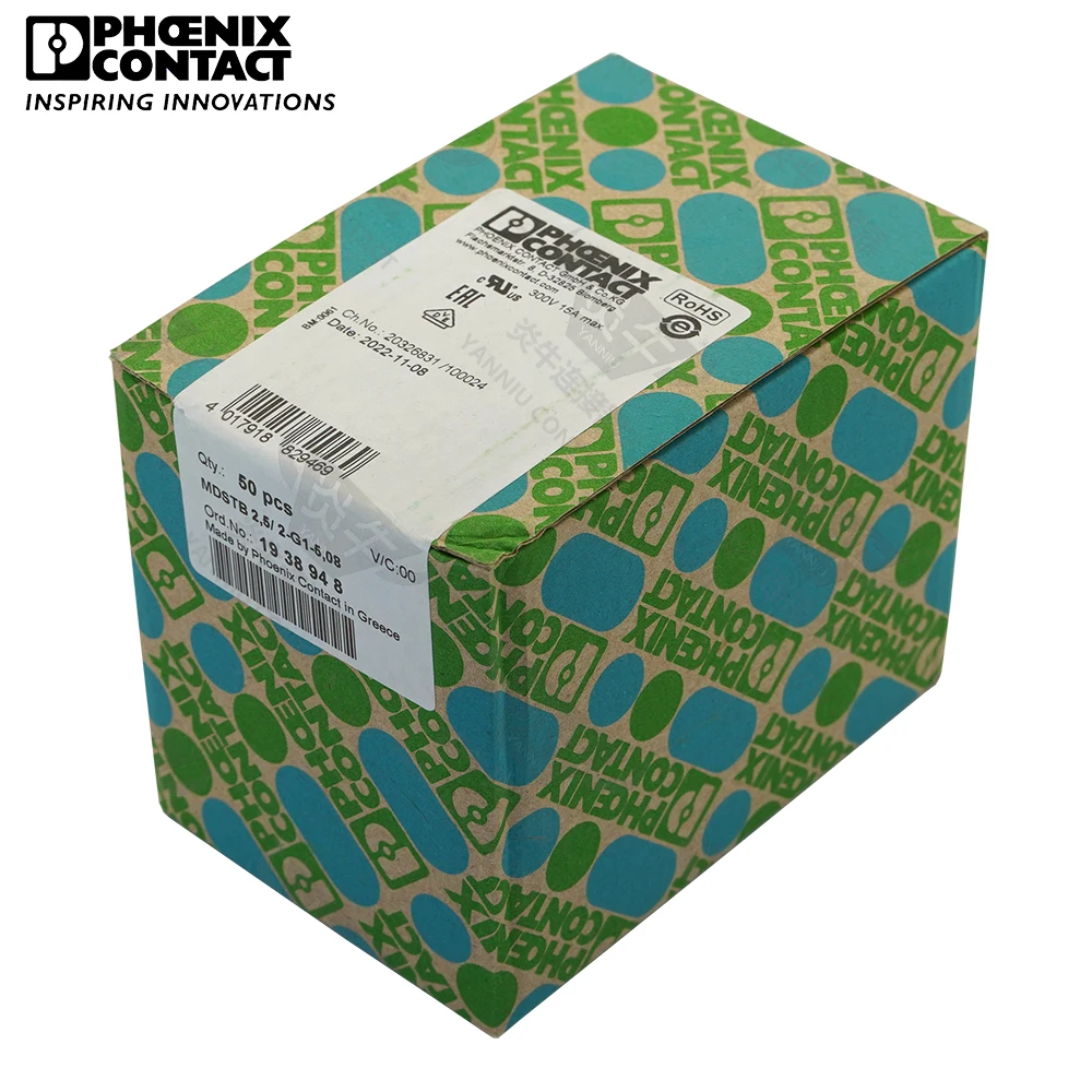 Conector de contato Phoenix original, PCB Pluggable, Plug-In Terminal Block, 2 Pin, MDSTB 2.5 G1, 5.08mm, 1938948, 1Pc