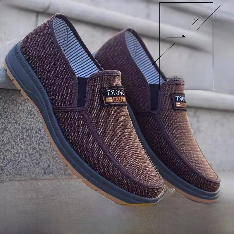 

Мужские повседневные рабочие туфли в пекинском стиле, тканевые слипоны на резиновой подошве, износостойкие, удобные, дышащие