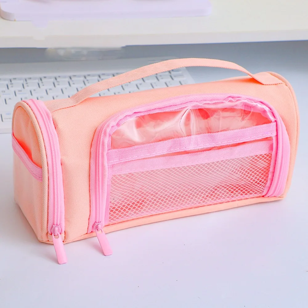 

Canvas Transparent Pencil Case Dirt Resistant Multi-functional Large Capacity Pencil Bag Simple Portable Zipper Pencil Case