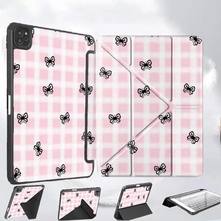 

Tablet Case For iPad Pro 11th 10th 9th 8th 7th 12.9inch Pro 2025 Air 4 5 M3 M2 M4 11inch Mini 6 7 Holder Cover Black Bow