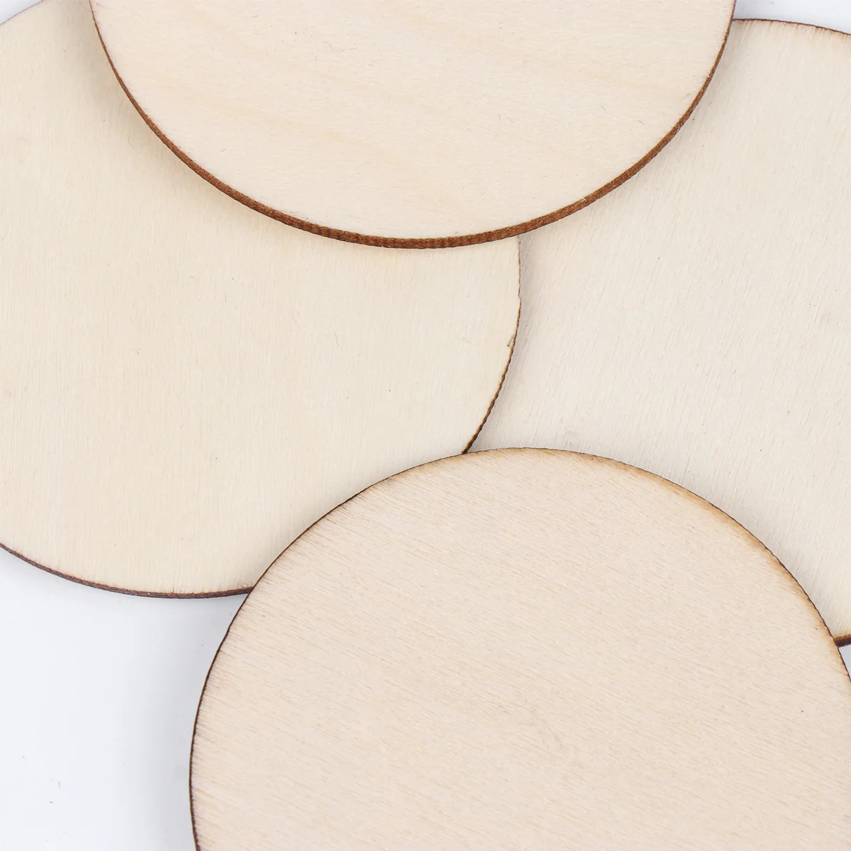 50 Pcs Plant Decor Log Color Round Wood Chips Wooden Ornaments DIY Slices Wafer for Home Disc Beige Circle Child