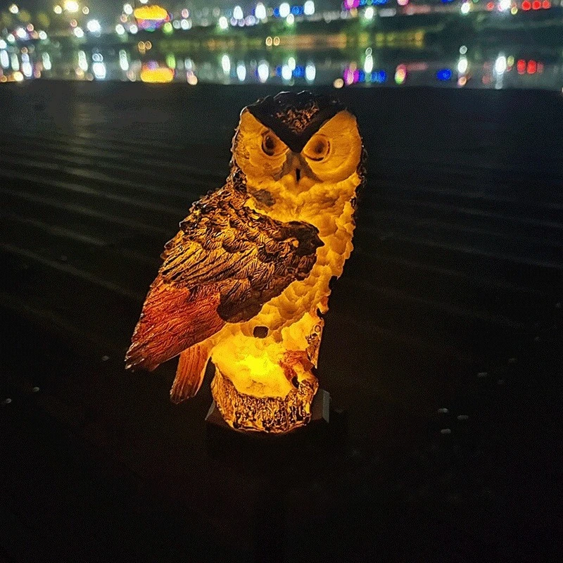 Solar light Resin owl LED light Outdoor simulation animal lawn floor plug decorative landscape light