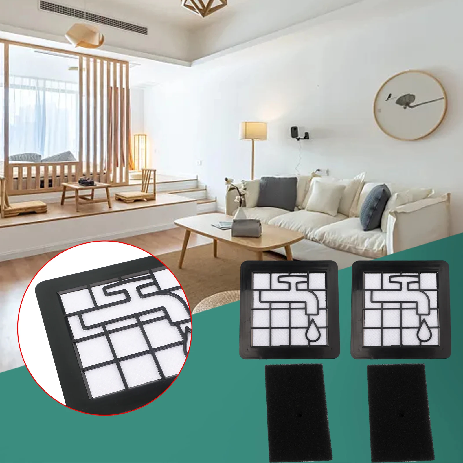 

High Quality Home Filter Set Vacuum Cleaner Parts Exhaust Air Spare With Washable Foam Insert Accessories Black