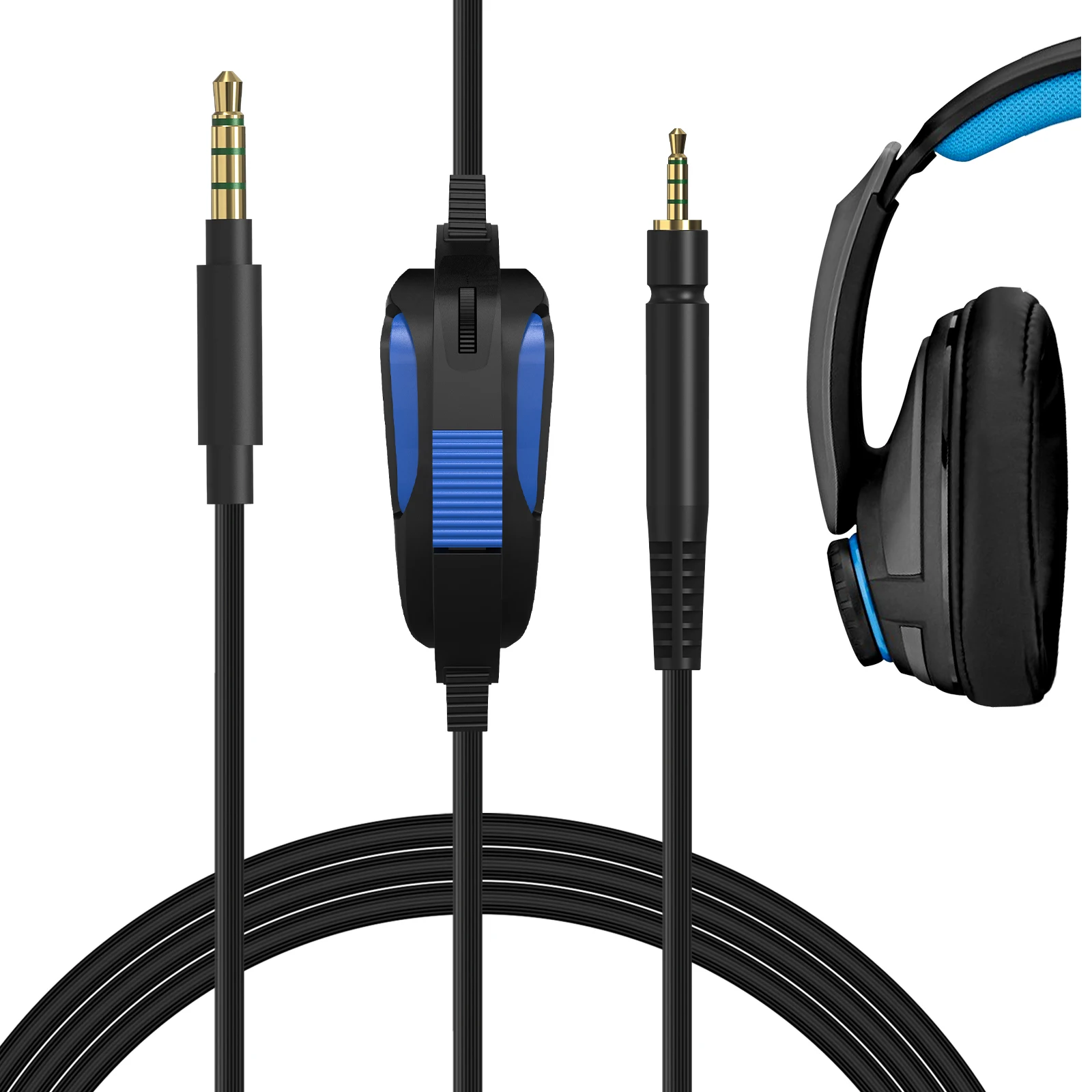 Geekria kabel Headset Gaming QuickFit dengan mikrofon kompatibel dengan Sennheiser GSP 300, 350, 500, kabel 600