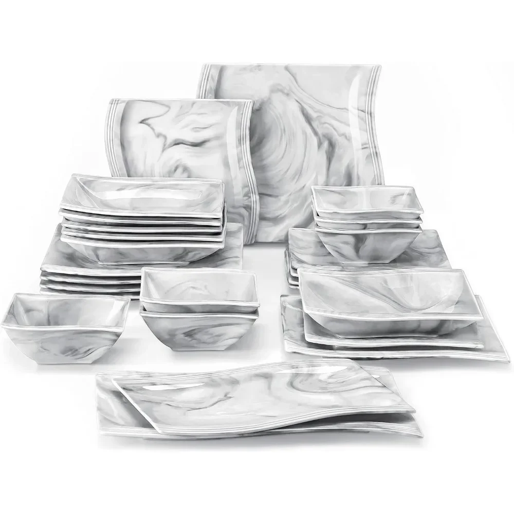 

26 piece set of 6-piece tableware, plate and bowl square tableware set, free delivery