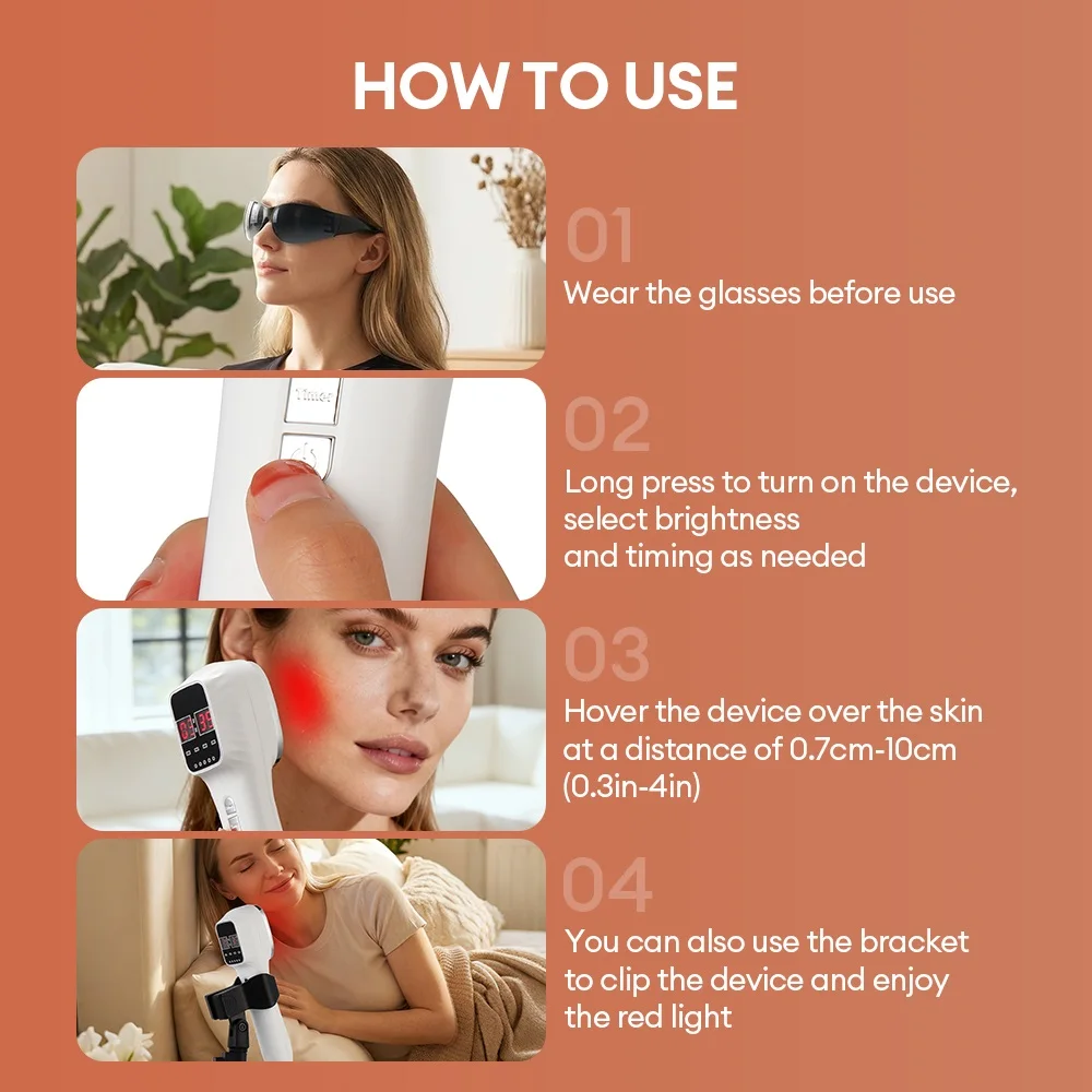 Nowe urządzenie do terapii laserowej LED czerwonym światłem 650nm 808nm, ręczne, do twarzy i ciała, przeciwstarzeniowe, redukujące zmarszczki, na trądzik, łagodzące zmęczenie ciała, poprawiające zdrowie.