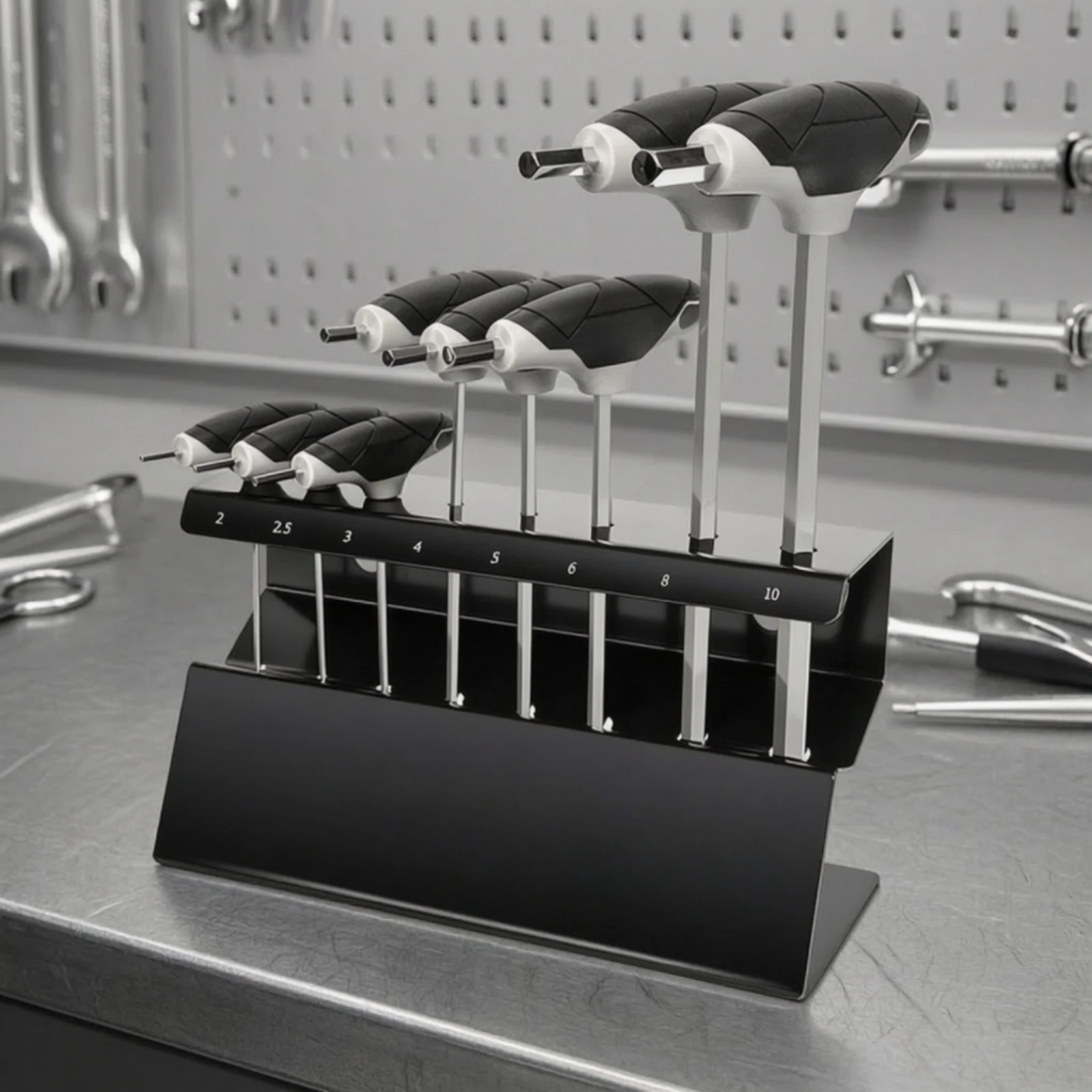 8 Pieces Hand Tool Wall Mountable T-Handle Ball-End Hex Key Wrench T-Handle Allen Wrench with Ball End High-Hardness