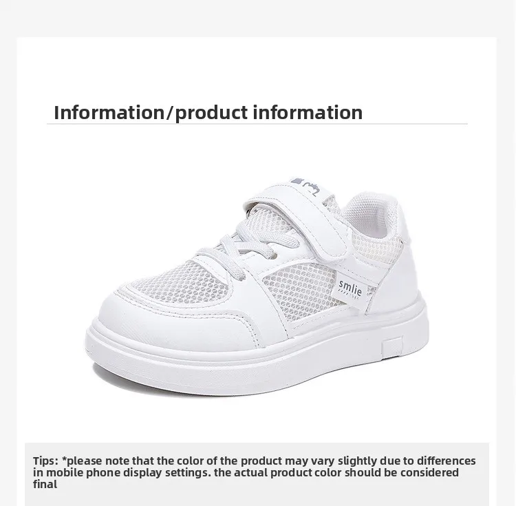 Kinder Weiße Schuhe 2026 Sommer Jungen Sportschuhe Mesh Atmungsaktive Boardschuhe Mädchen Hohle Freizeitsneaker Weiche Sohle Kinderschuhe – Detail 4