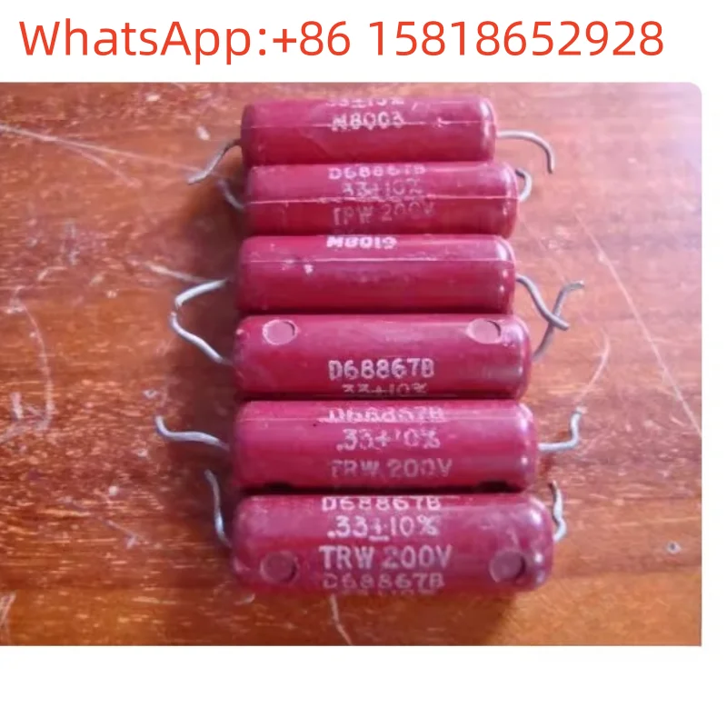 5pcs 200V 0.33UF 334 Red Beauty TRW Bakelite high-fidelity non-polar coupling capacitor size 8*30