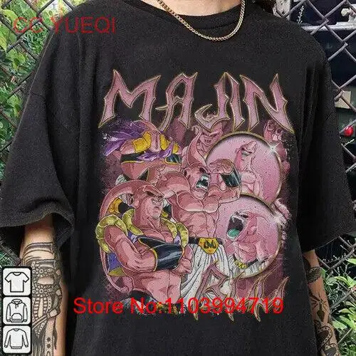 Majinn Buu 90s Vintage Bootlegg Style T-Shirt, Anime Classic Retro Graphicc Tee