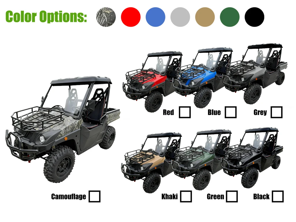 EEC Certified 48V UTV With Truck Bed 5000W Electric Outdoor Quad Bike Off-Road Vehicle 2 Seater Universal UTV