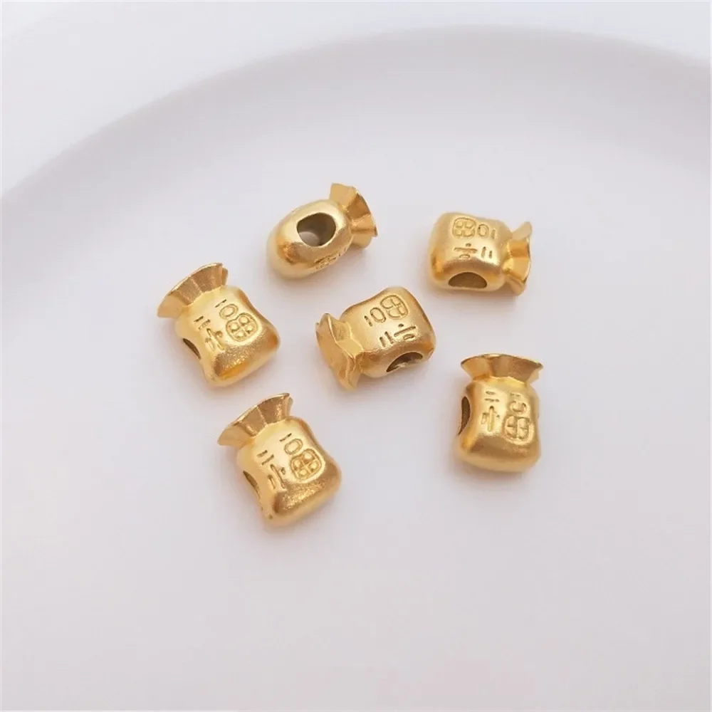 Strong color Vietnam sand gold ingot bao fu word money bag copper wire lotus bead pendant DIY bracelet transfer bead accessories