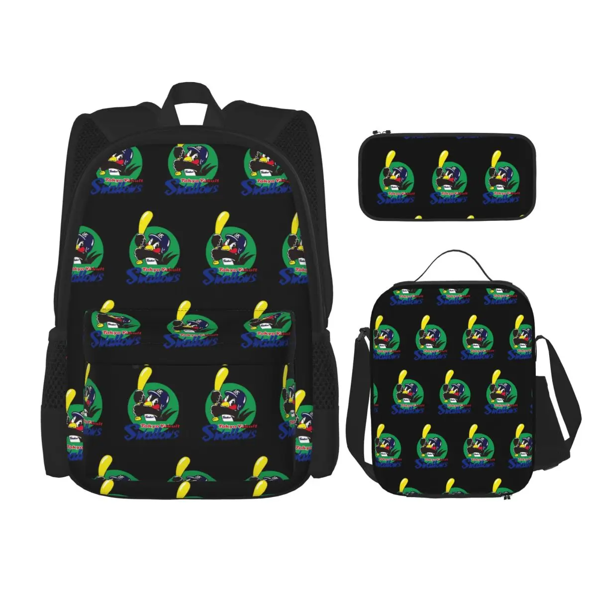 Tokyo Yakult Swallows Backpacks Boys Girls Bookbag Children School Bags Kids Rucksack Lunch Bag Pen Bag Three-Piece Set