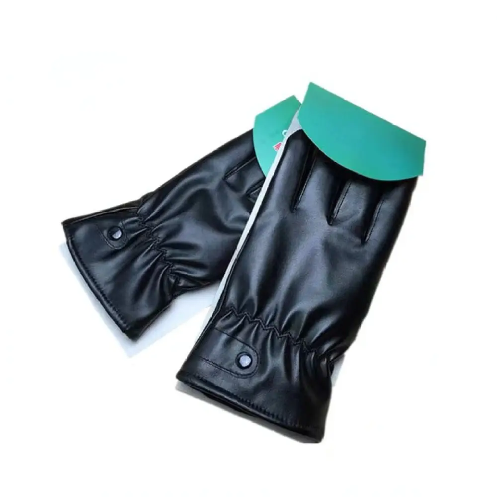 Winter Cycling Gloves Men Women Thermal Warm Pu Leather Mittens Windproof Touchscreen Hand Gear For Motorcycle Commuting Outdoor