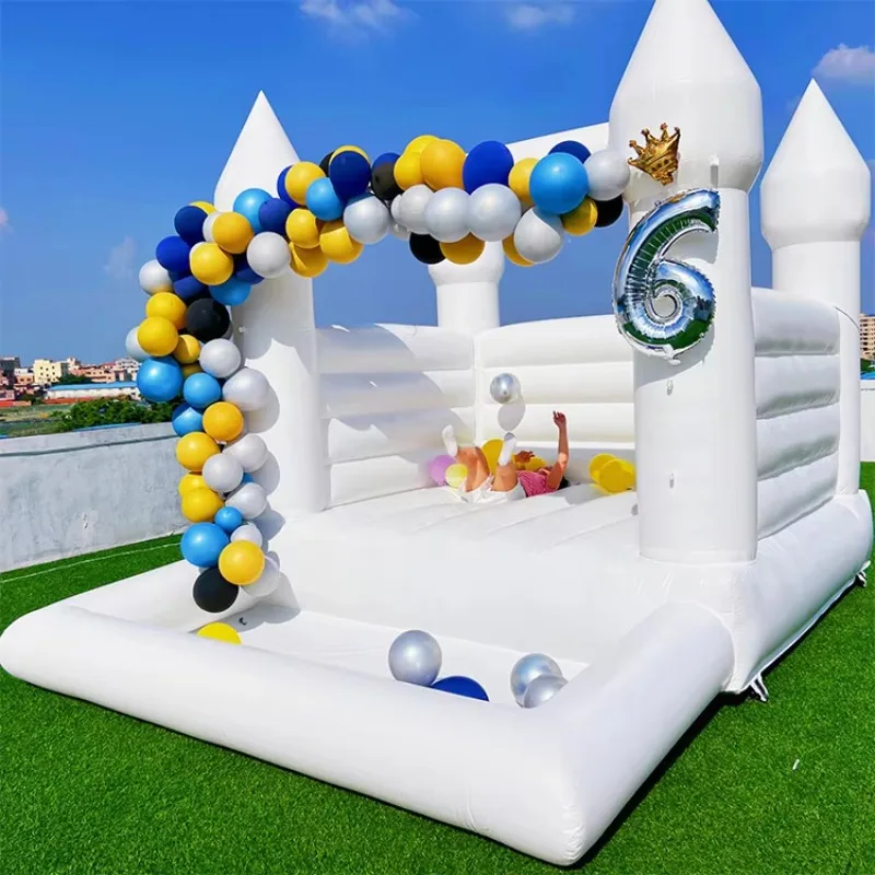 Commercial All White Wedding Bodyguard Jump Bouncy Castle Inflatable White Bounce House
