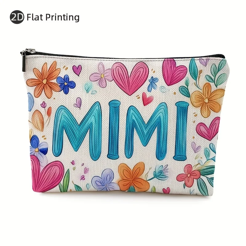 

A "MIMI" Fun Printed Makeup Bag- Multifunctional Zipper Pouch, Jewelry Storage Bag, Perfect Travel Zipper Small Storage Bag.