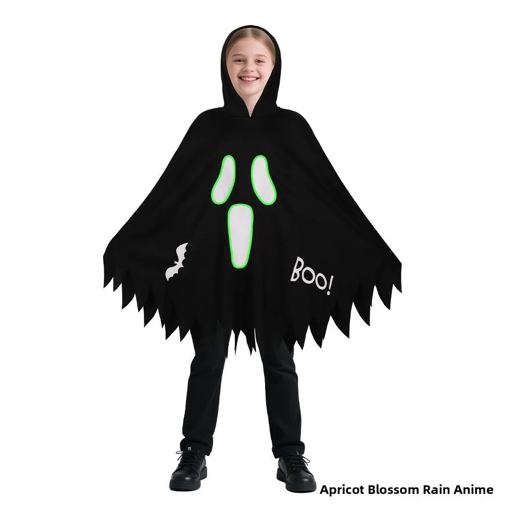 loween Children's Glowing Ghost Face Robe Costume Stage Performance Dance Suit One-Piece Suit Night Light Outfit