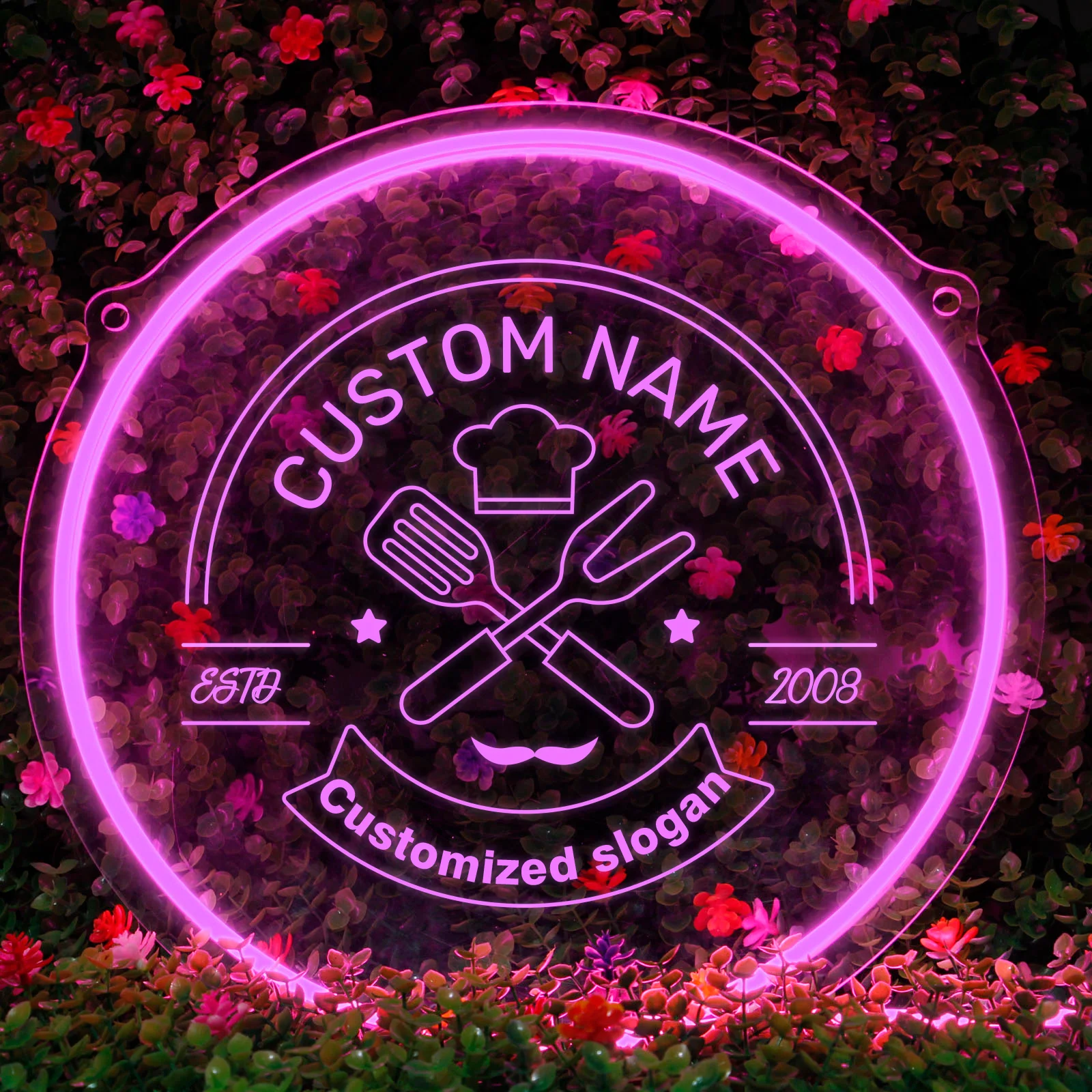 1PC Round Shape Warm White Customized Text Changeable Coloeful Neon Night Light Acrylic Board Cool Restaurant Hotel KTV Decor