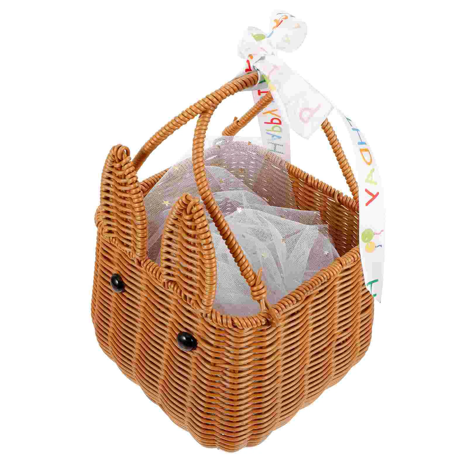 Storage Baskets Easter Egg Flower Woven Decorative Modeling Handheld with Handle Baby