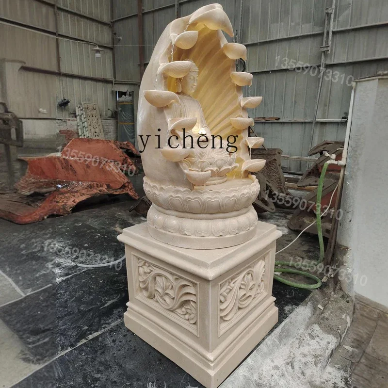 new Chinese Buddha flowing water ornament living room fountain lucky landing water feature home crafts fairy garden