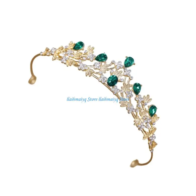 573B Delicate Rhinestones Wedding Crown Comfortable Wear Alloy Texture Suitable for Receptions Pageants Formal Celebrations