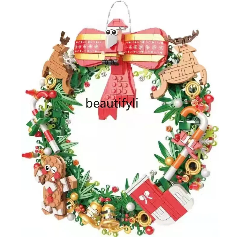 

Christmas wreath building block toy girl gift birthday puzzle assembly