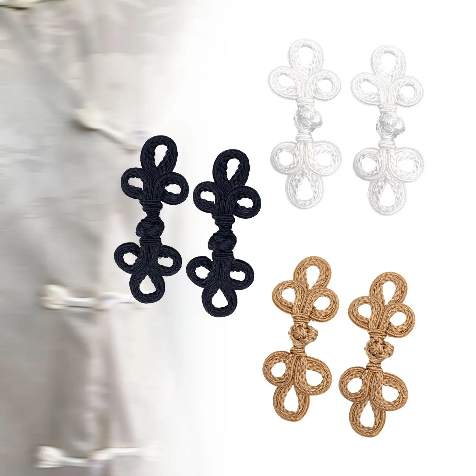 Chinese Knot Frog Button Nylon Sewing Fastener Traditional Decorative Closure Accessory for Sweater Cheongsam Cape Blouse