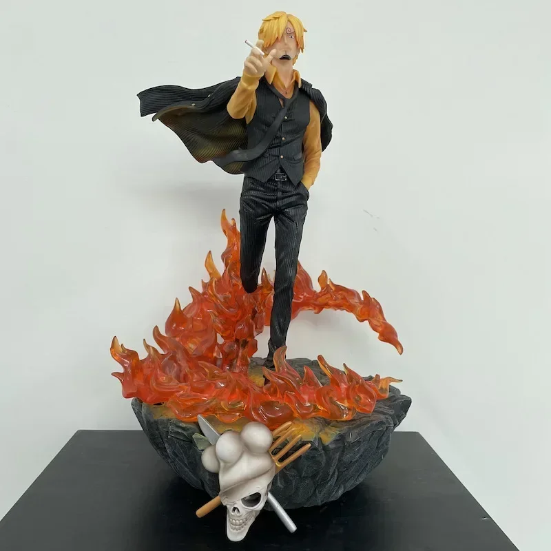 One Piece Anime Figure Gk Three Fighting Blood Sanji Luffy Sauron Illuminated Scene Statue Model Ornaments Christmas Toys Gifts