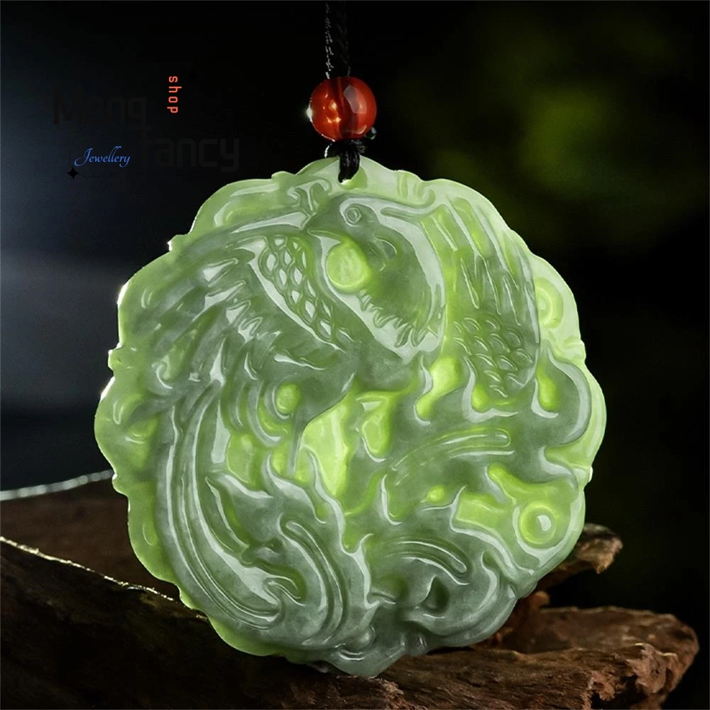 Natural A-goods Jadeite Phoenix Jade Pendant Exquisite Retro Handicraft Best Selling Mascots Fashion Fine Jewelry Holiday Gift