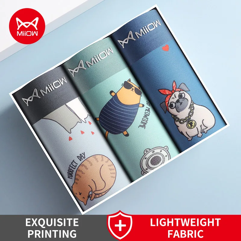 MiiOW 3Pcs Männer Unterhose Boxershorts Unterhosen für Sexy Männer Höschen Unterwäsche für Mann männer Lustige Höschen Mann baumwolle Boxer
