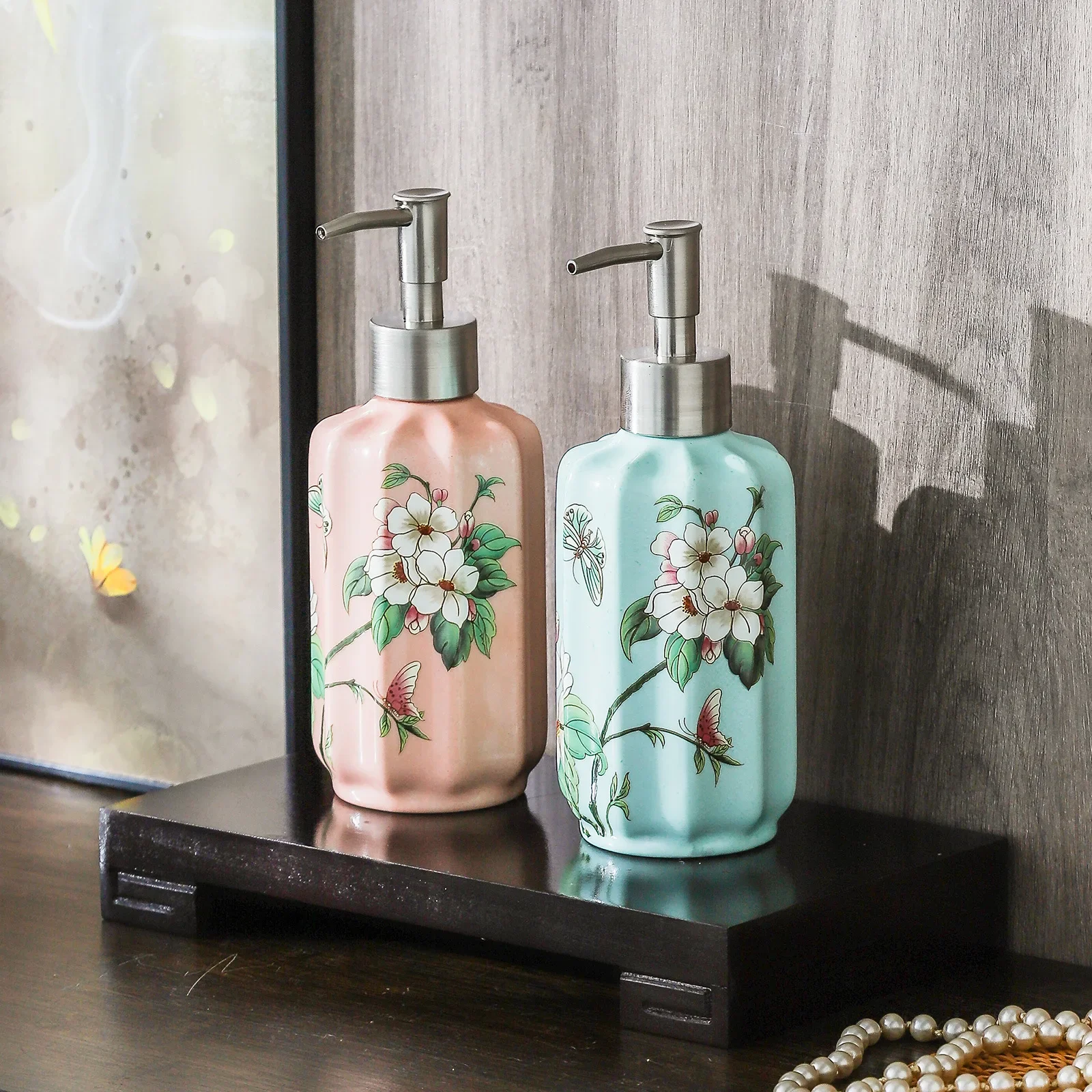 Bathroom High End Shower Gel Bottle Ceramic Lotion Bottles Hand Sanitizer Bottle Liquid Soap Dispensers Shampoo Press Bottle