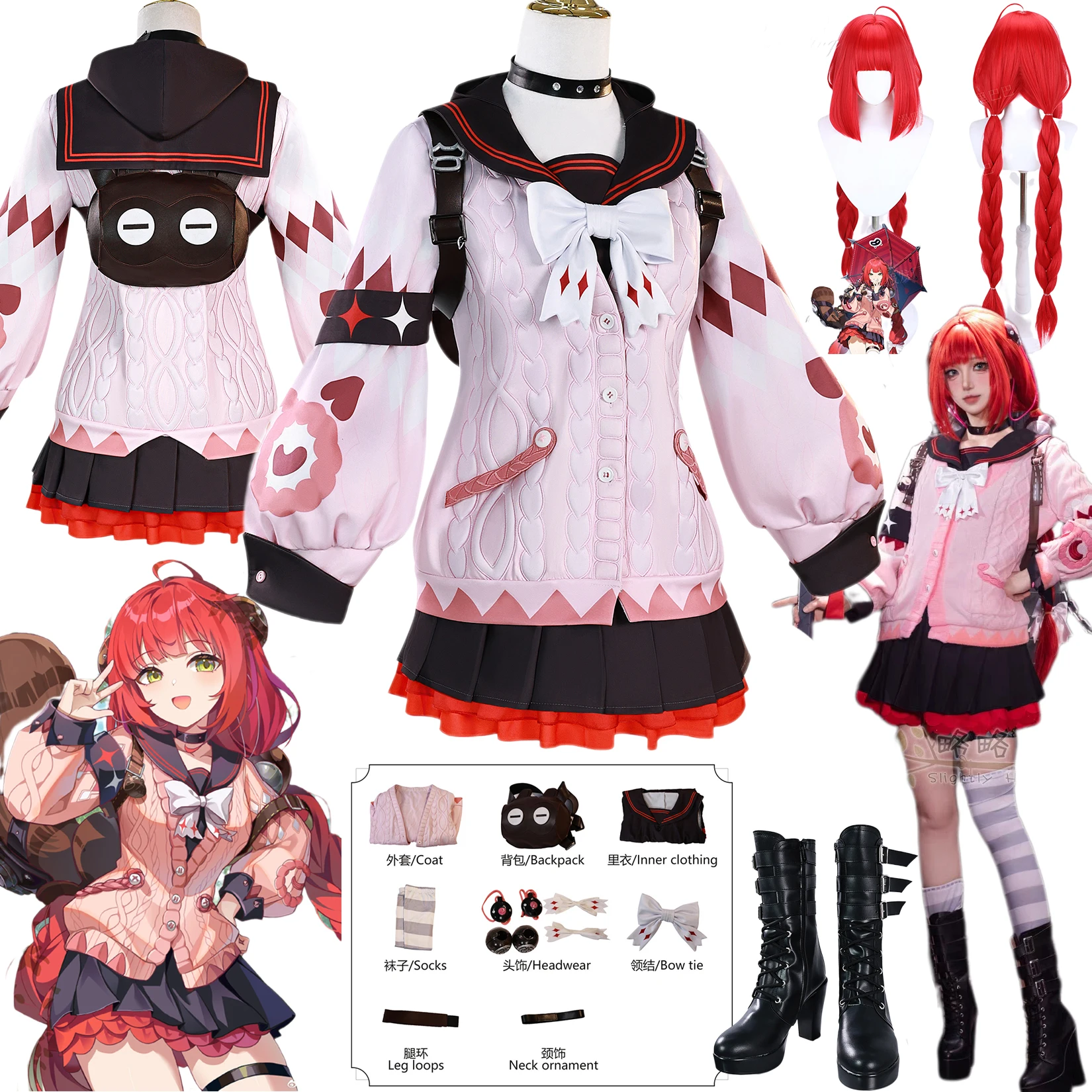 

Ukinami Yuzuha Cosplay Zenless Zone Zero Costume Wig Game ZZZ Skirt Outfit Spook Shack Full Set Halloween Party for Women Girls