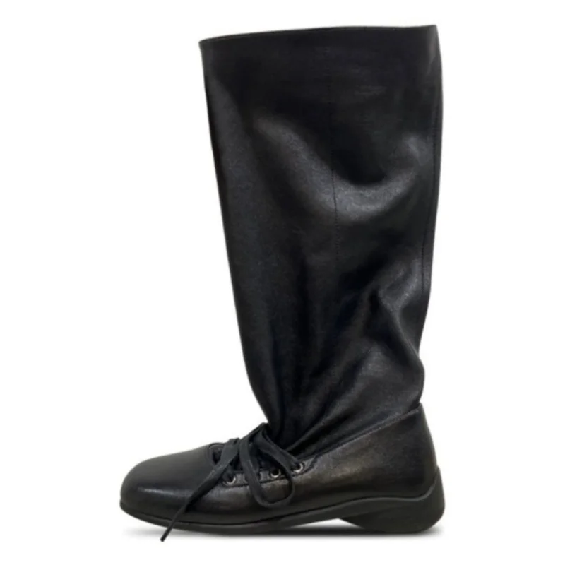 

Сплошной цвет, стильные женские сапоги до середины икры, женские балетки на плоской подошве с круглым носком, увеличивающие износостойкие модные ботинки Madam